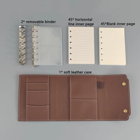 Блокнот A7 в стиле ретро 2, съемный переплет из искусственной мягкой кожи, тройной блокнот с вкладышами, портативный дневник