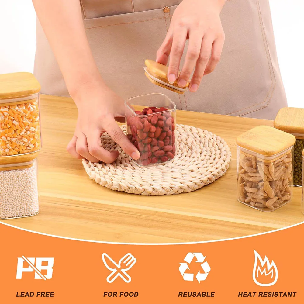 12 шт. квадратные или круглые стеклянные контейнеры для хранения продуктов банки