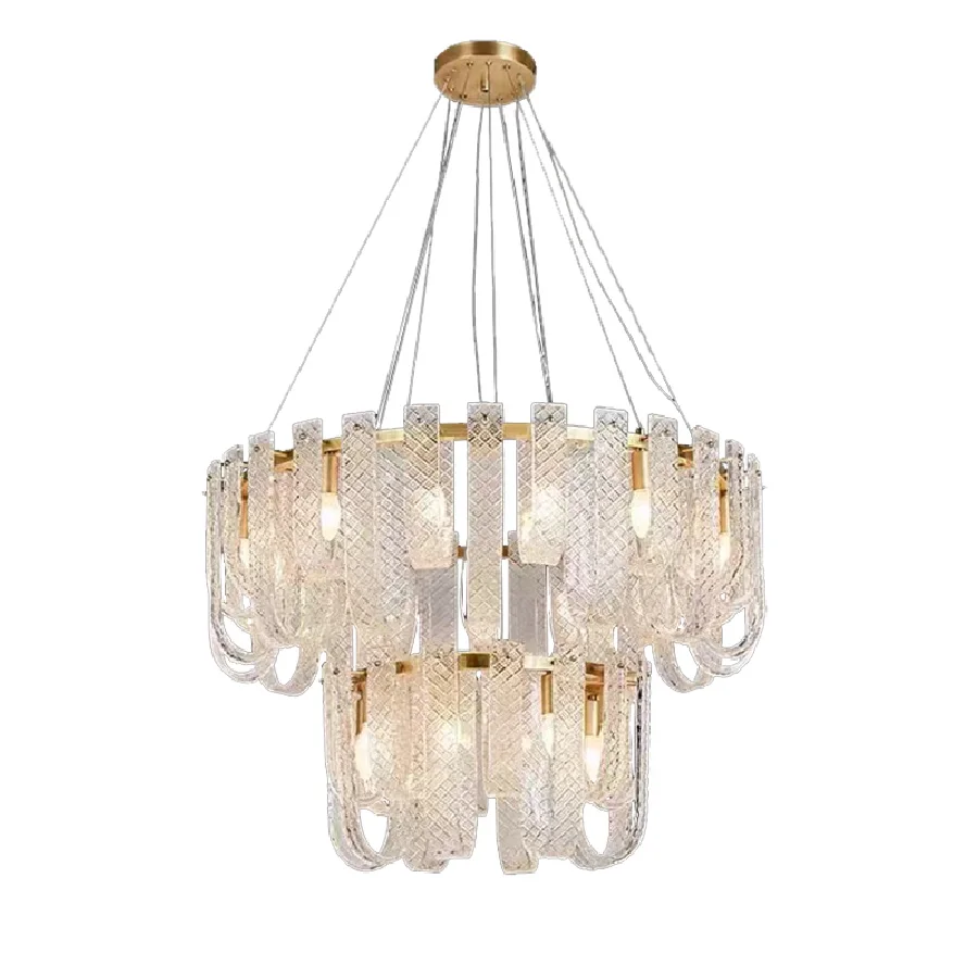 

Luxury Post-Modern Led Full Copper Chandelier Glass Shade Pendant Light Home Decor Lustre Suspension Luminaire for Bedroom Foyer