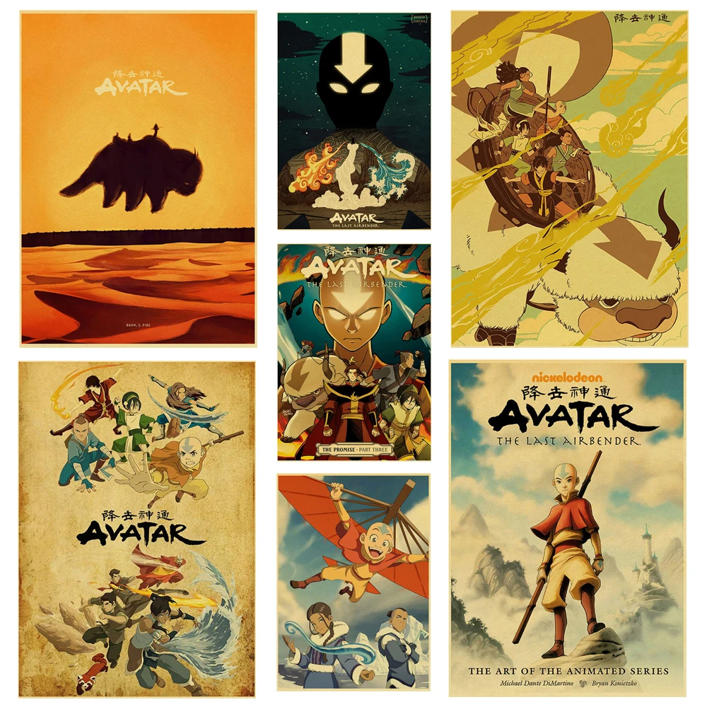 

Anime Avatar The Last Airbender Aang Fight Anime Poster Vintage Kraft Paper Posters and Prints Wall Art Picture Home Room Decor