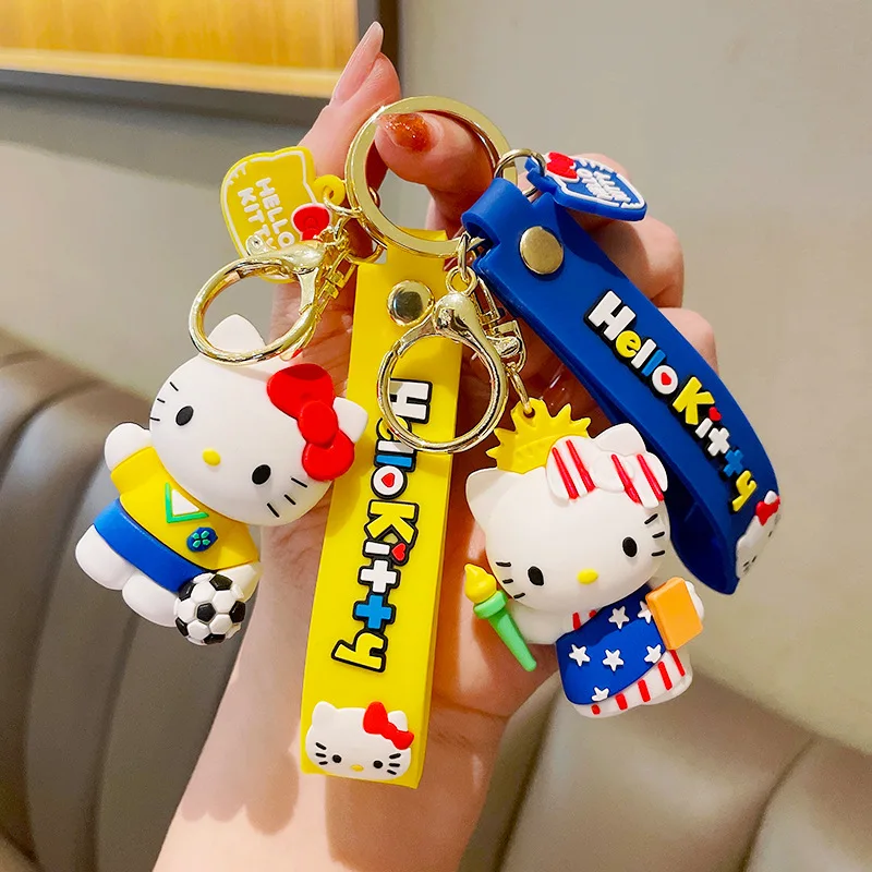 

Sanrio Hello Kittys Keychain Anime Cartoon Cute Student Beauty Ornaments Backpack Pendant Decoration Doll Accessories Toy Girls