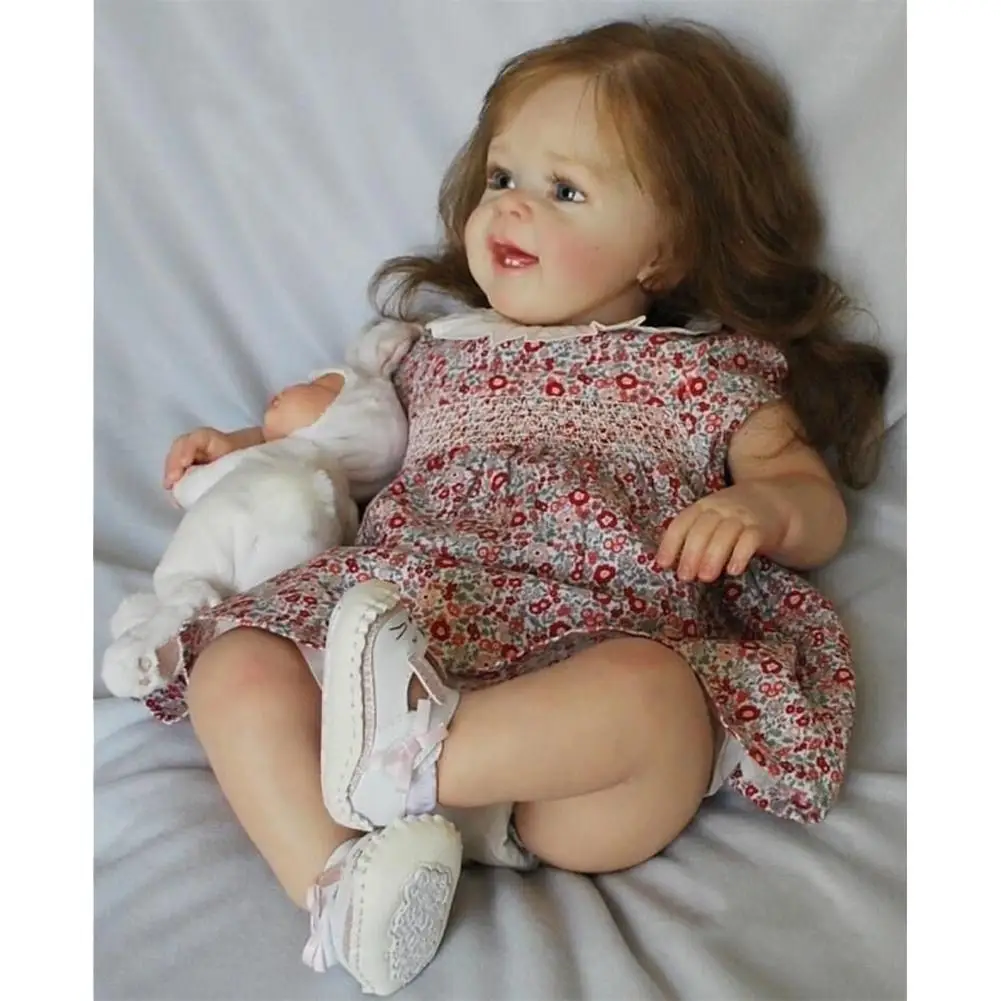 

Npk 60cm Already Painted Finished Doll As Picture Reborn Toddler Yannik Lifelike Soft Touch With Long Curly Hair 3d Skin