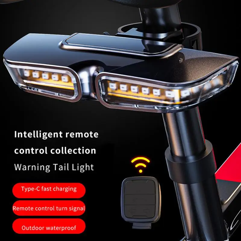 NEW Bicycle Smart Tail Light With Mountain Remote Control Waterproof USB Charging LED Taillight Super Bright Brake Tail Light