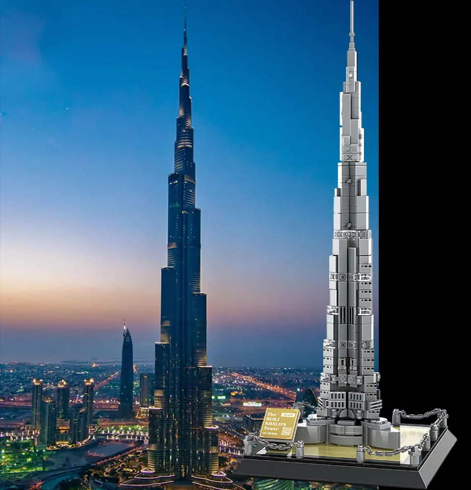 Город Дубай всемирно известная модель Burj Khalifa строительные блоки миниатюры