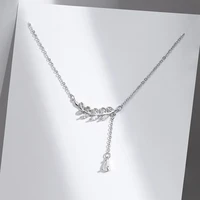 simple style charm exquisite zircon leaves short necklace waterdrop shape shiny zircon clavicle chain necklace for women