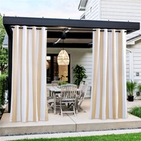 rybhome vertical stripes outdoor curtain drape blackout blocking fade resistant with grommet rust proof for porchbeachpatio