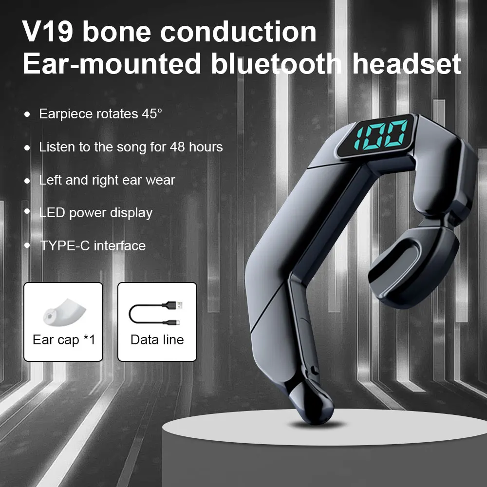 

Wireless Bluetooth Earphone Stereo Handsfree Call Mic Unilateral Business EarHook Headset Sport Earbud For iPhone Xiaomi Samsung
