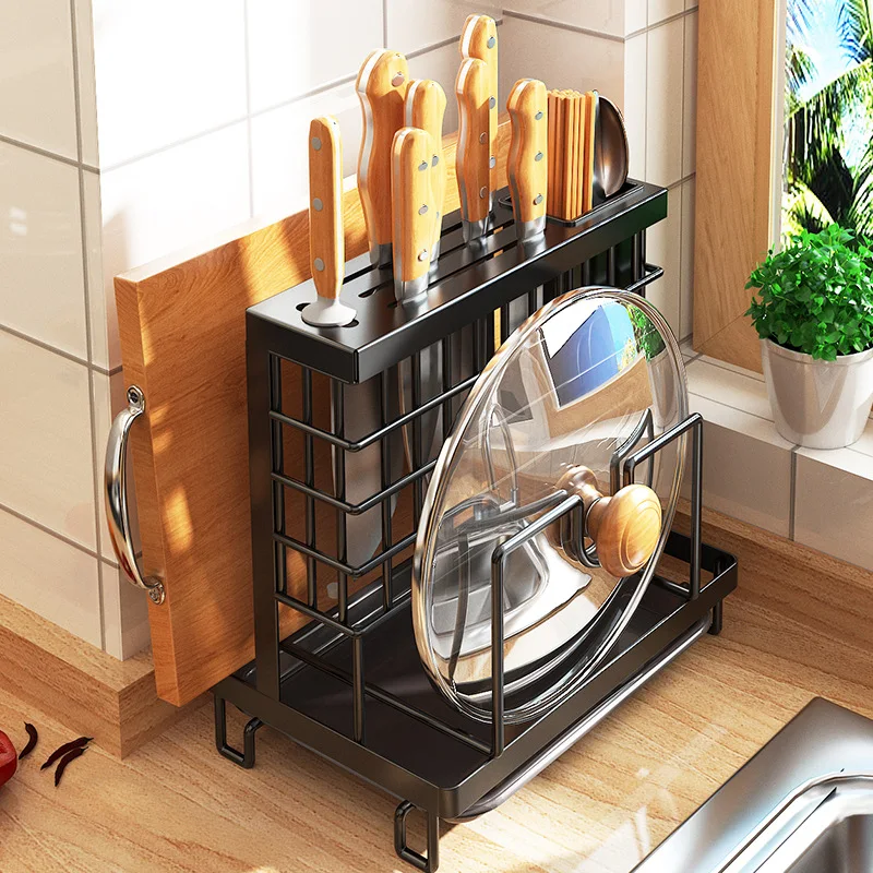 

Держатель для ножей из нержавеющей стали, кухонная стойка для хранения, разделочная доска, искусственная доска, разделочная доска, встроенная стойка для хранения