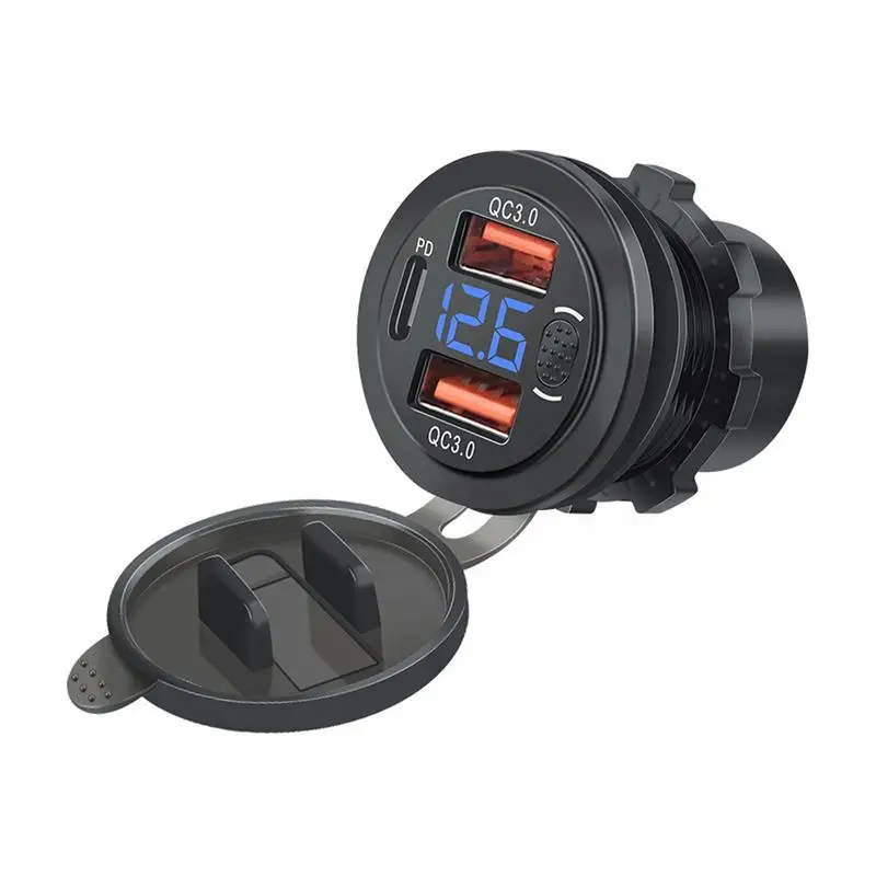 

USB Car Charger Motorcycle Adapter Charger Portable Fast Power Charging Block Dual Port USB A & C Plug For RVs Motorcycles