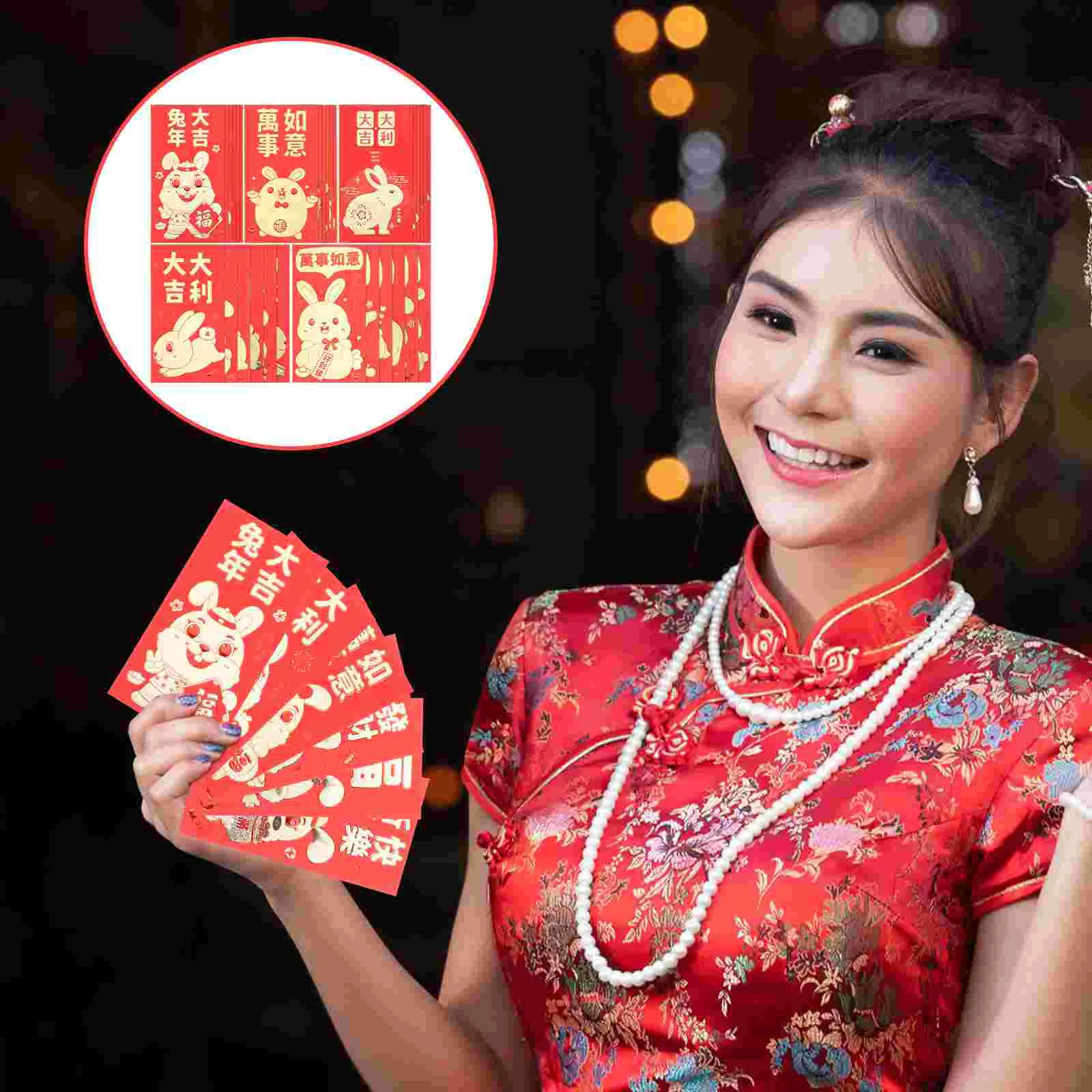 

Red Year New Envelope Envelopes Chinese Money Lunar Packet Festival Spring Wedding Rabbit Hong Bao Li Xi Bunny Zodiac The