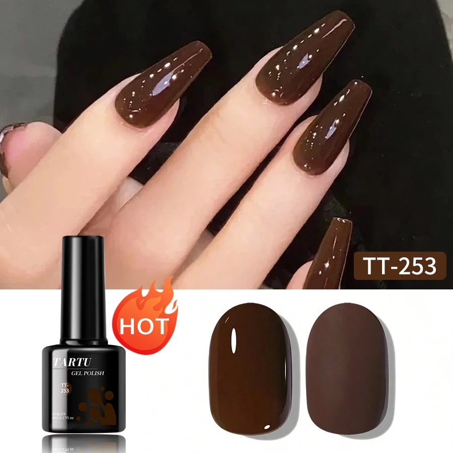 TARTU 8 мл Гель-лак для ногтей Бордовый красный коричневый шоколадный Nail Art Soak Off UV/LED