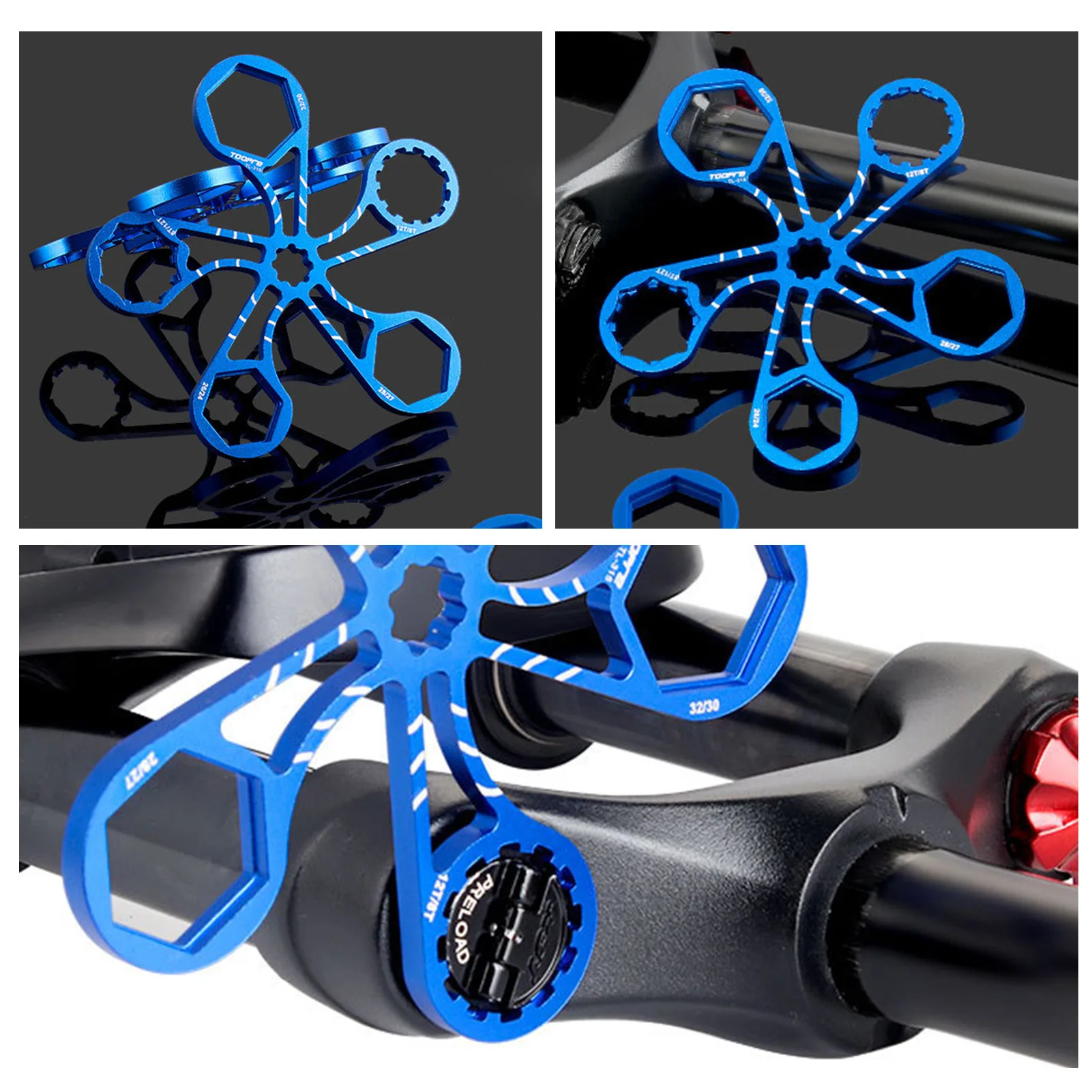 

Bicycle Fork Wrench Bicycle Multifunctional BB Wrench 8t/12t 24/26mm Torx Crank Cover Tool Wrench For Installation And Removal