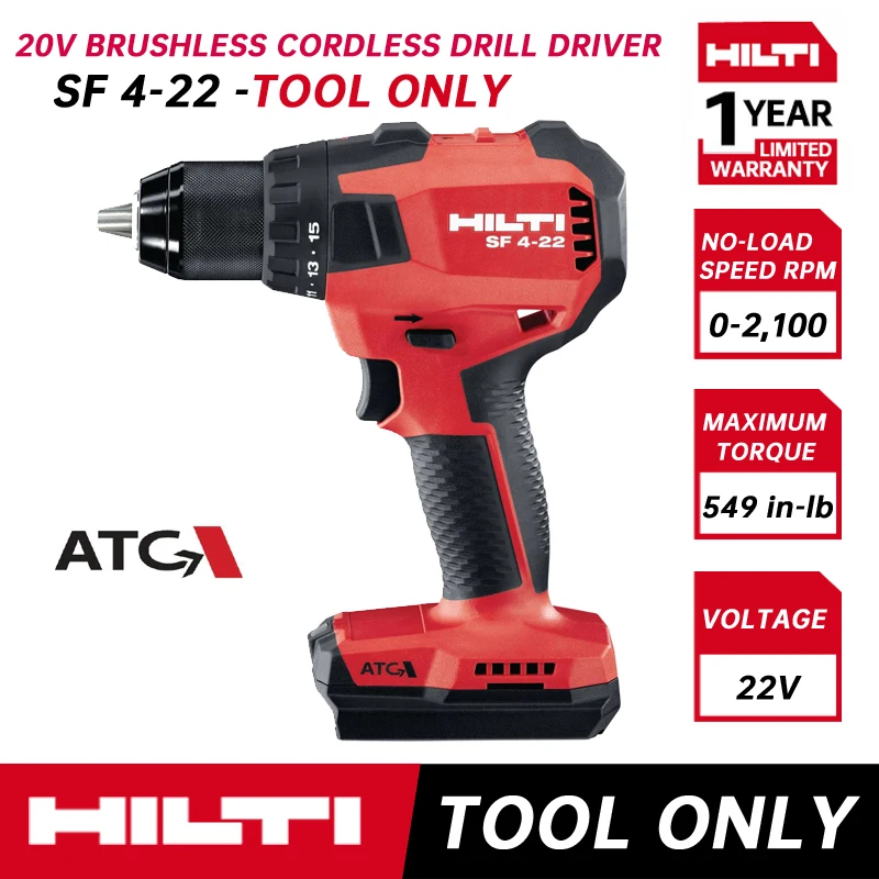 

HILTI SF 4-22 Cordless Drill Driver Compact Electric Screwdriver 22V Lithium-Ion Battery Brushless Impact Drill Power Tool