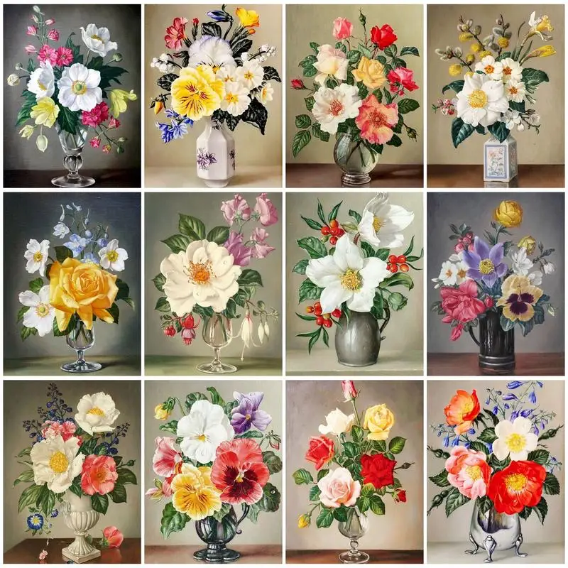 

CHENISTORY Diamond Embroidery Flowler Landscape Full Square Drill 5D Diamond Painting Picture Rhinestone Mosaic Home Wall Decor