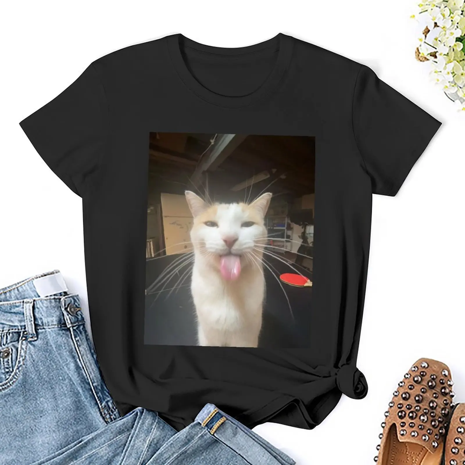 Футболка Bleh Cat :P летний топ облегающие футболки с графикой для женщин