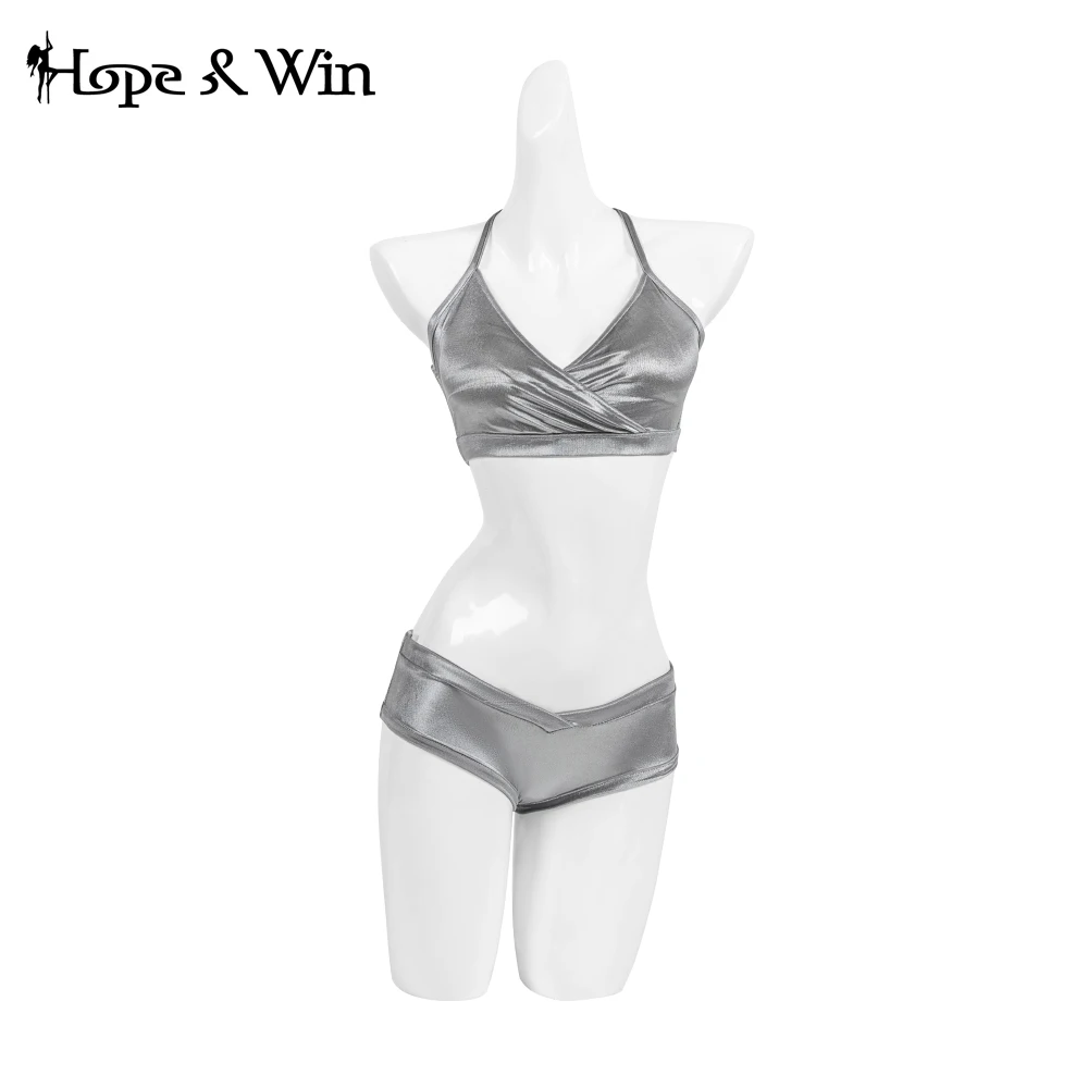 

Hope&Win Newest Collection Women's Classic Set Sexy Party Club Clothes Grey South Korean Velvet Pole Dance Wear