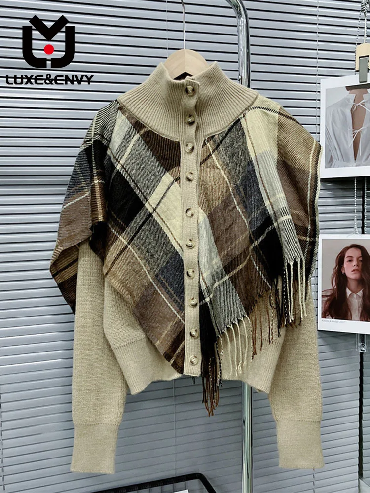 

LUXE&ENVY Korean Tassel Sweater Shawl Women's Autumn Winter Knitted Cardigan Design Fashionable Soft Waxy