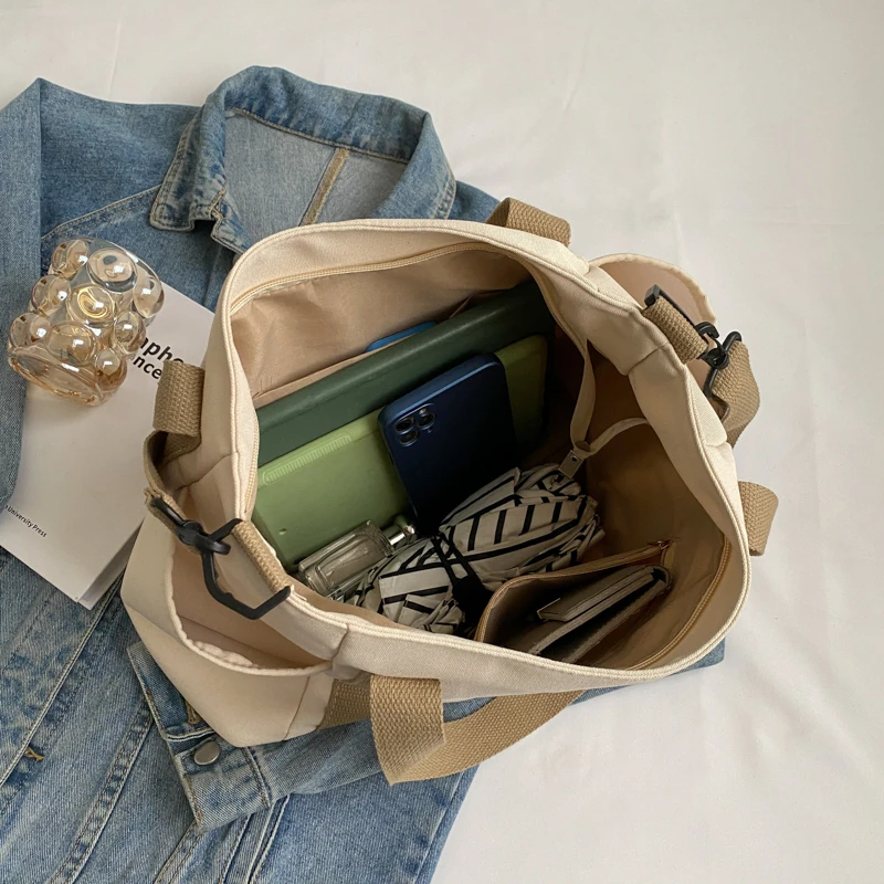 Large Capacity Girls Messenger Bag Women Travel Casual Tote Bags Vintage Large Canvas Pocket Shoulder Bag Female 2023 Handbags