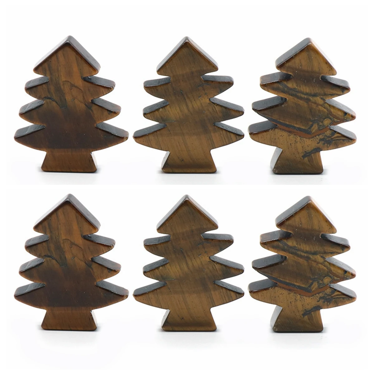 

6PCS Tiger Eye Sisal Mini Pine Tree for DIY Crafts Christmas Home Table Top Decor Winter Ornaments Spiritual Pendant