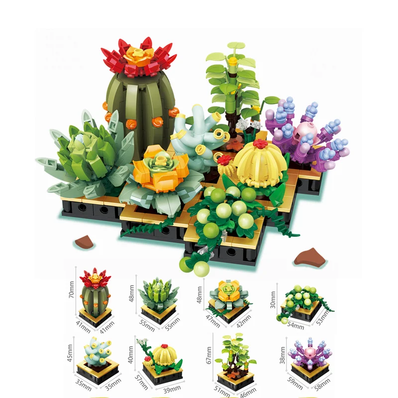 

Buildmoc Creative Ideas Succulents Plants Bonsai 8 in 1 Flowers 652PCS Bricks Building Blocks Kits Toys for Children Kids 10309