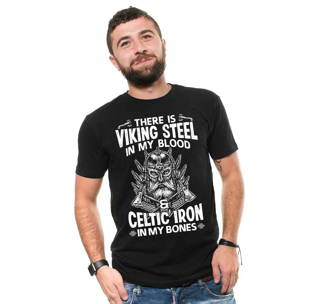 

Vikings Slogan Viking Warrior Skull T Shirt. High Quality Cotton, Breathable Top, Loose Casual T-shirt Sizes S-3XL