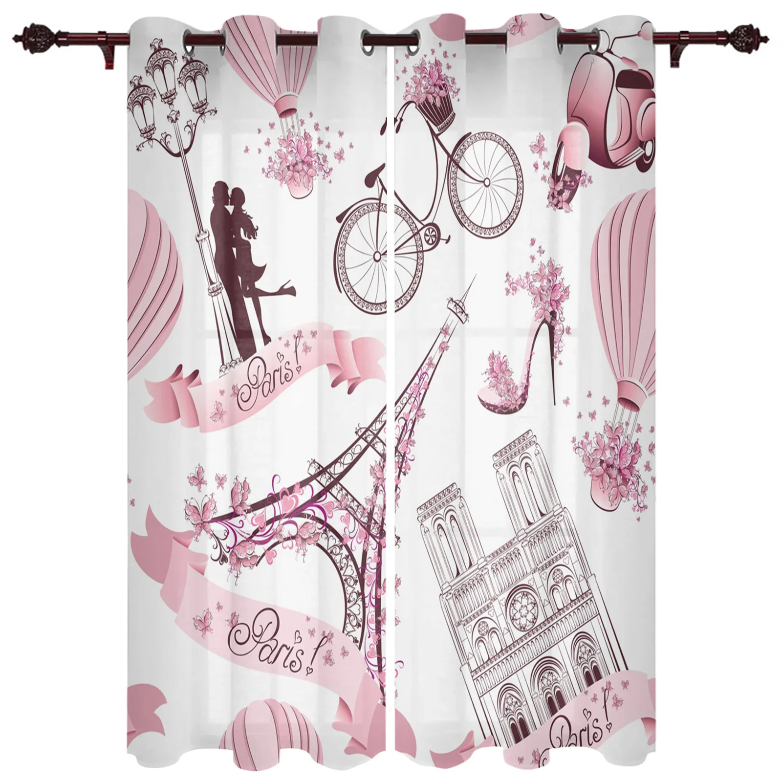 

Eiffel Tower High Heels Flower Kids Bedroom Curtains for Living Room Window Curtain Bedroom Kitchen Gazebos Valance Room Divider