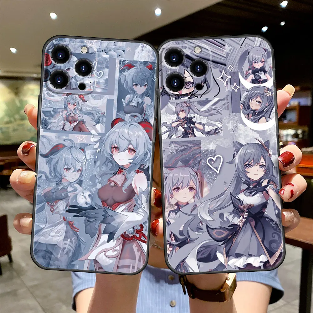 

Cell Genshin Impact Games Print Trend Case Coque for iPhone 11 12 13 Pro Max XS SE 7 8 Plus XR 5 6 2022 iPhon 7plus 5S Black