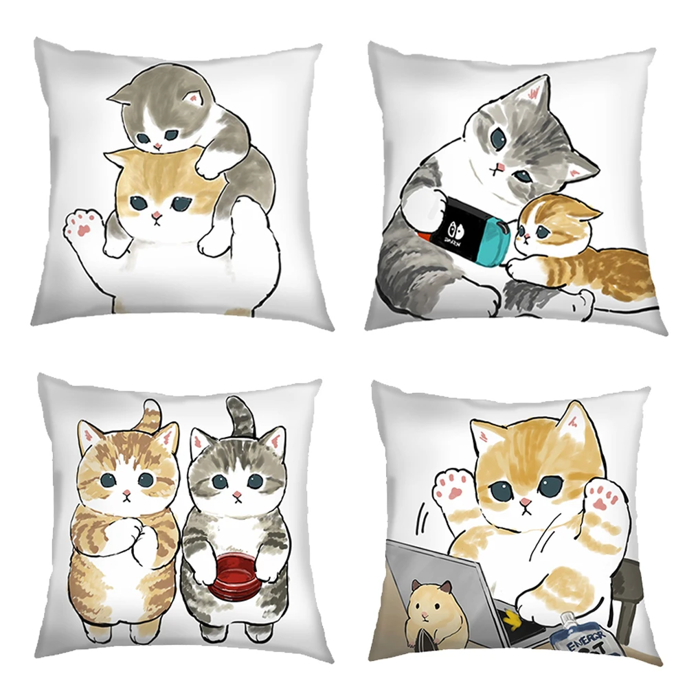 Подушка в виде милого мультяшного кота, планшетория в виде кошки, чехлы для дивана, домашняя декоративная квадратная наволочка, украшение для гостиной