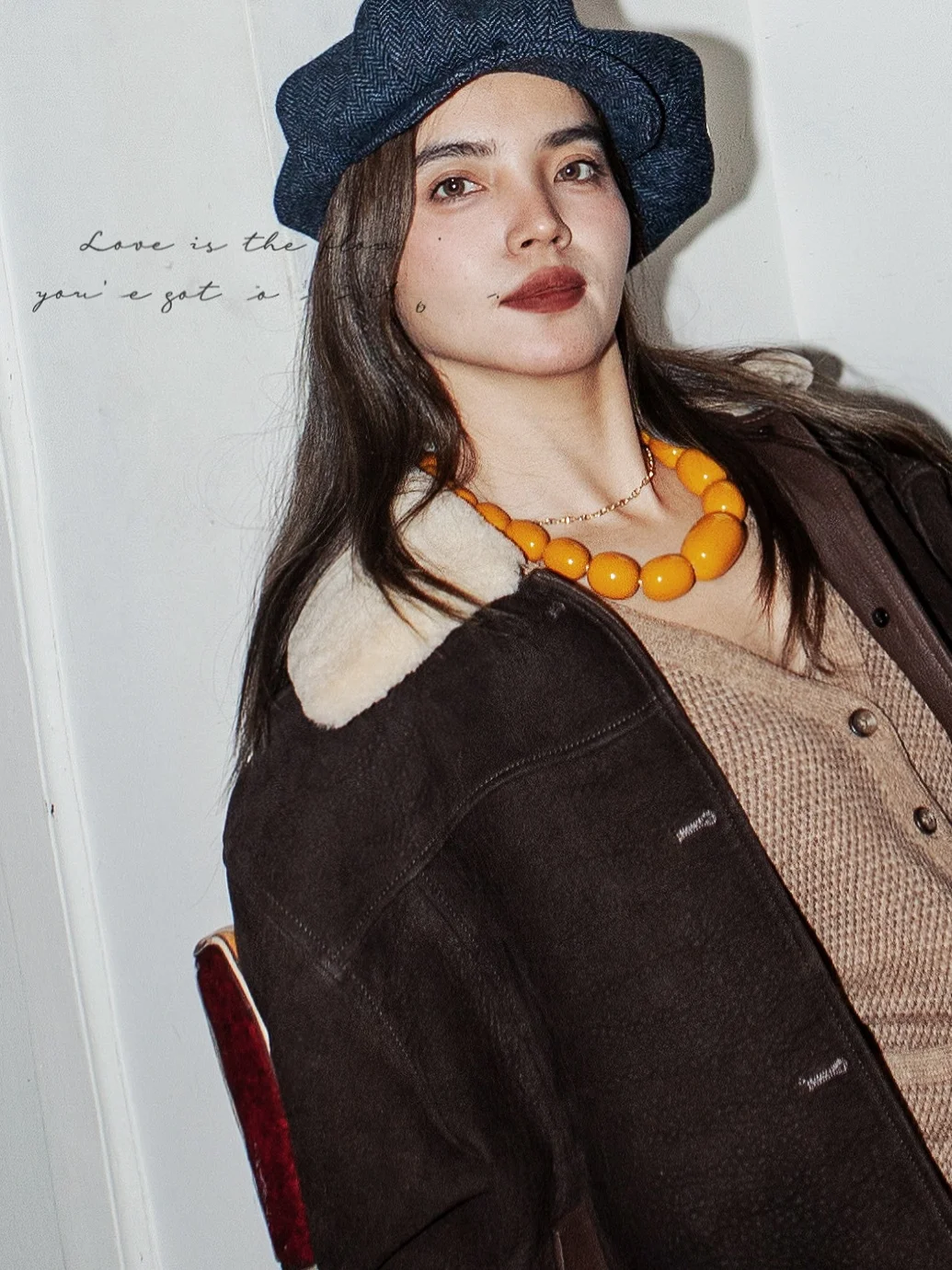 Версия RRL Purple Label Limited 80svtg Южноафриканская замшевая кожа Mernu с меховым воротником