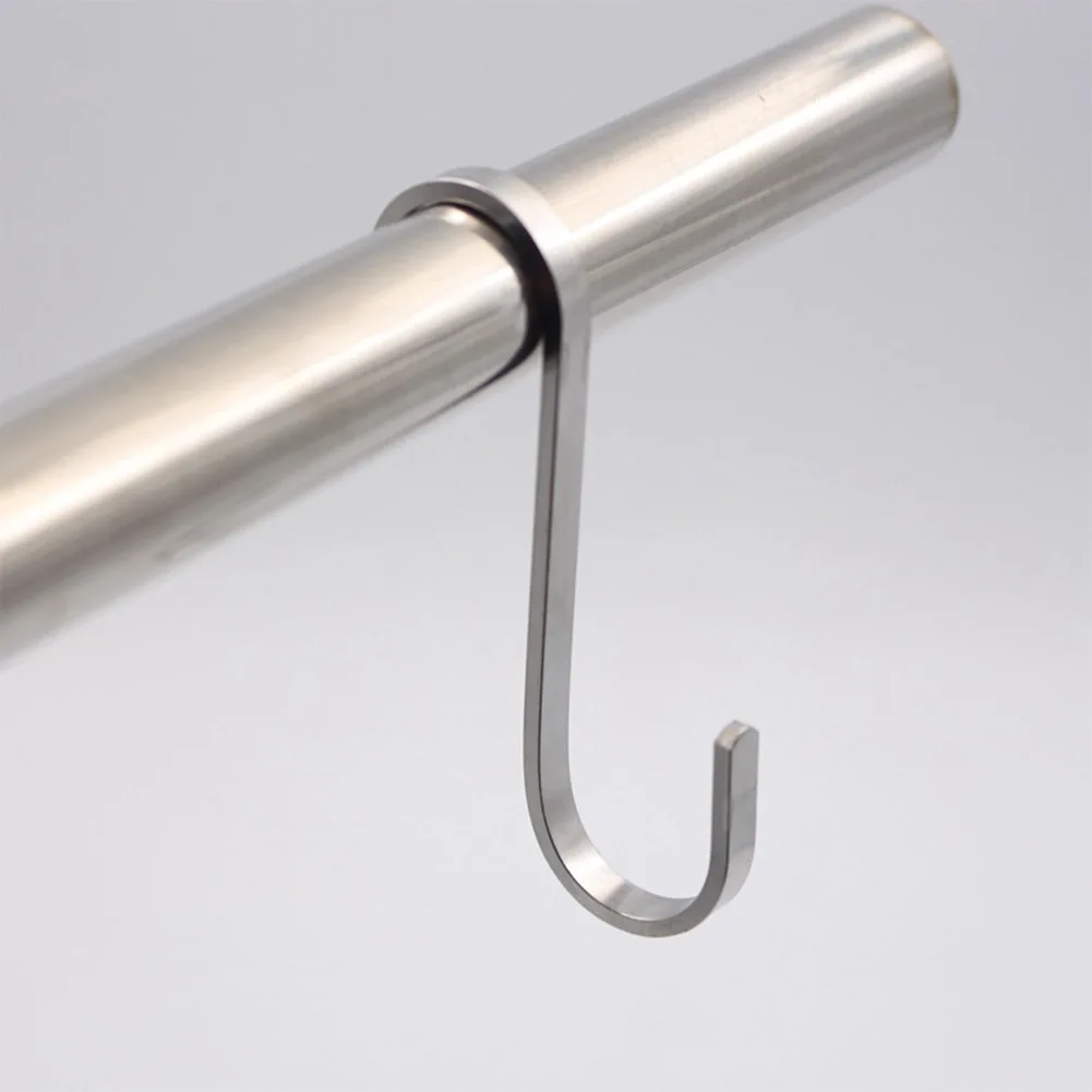 

10pcs S-typed Hooks Silver Stainless Steel Hooks Anti-corrosion Anti-rust For Hanging Cloths Towels Bathroom Kitchen Supplies