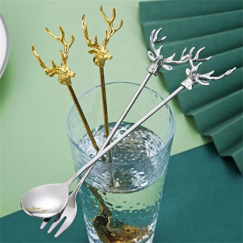 

Spoon Fork 304 Stainless Steel Coffee Milk Tea Stirring Ice Cream Dessert Fork Tableware Decoration Bar Home Kitchen Accessories