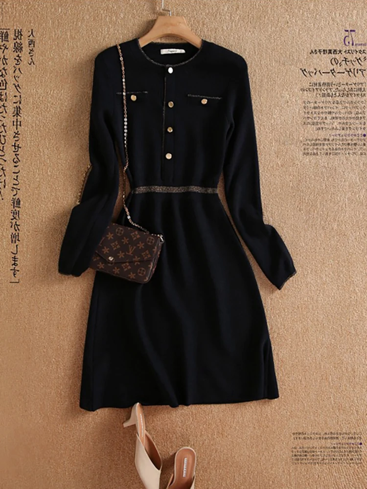 La Chabell lectual Commuter Temperament вязаное платье женское осень 2024 новая элегантная изящная