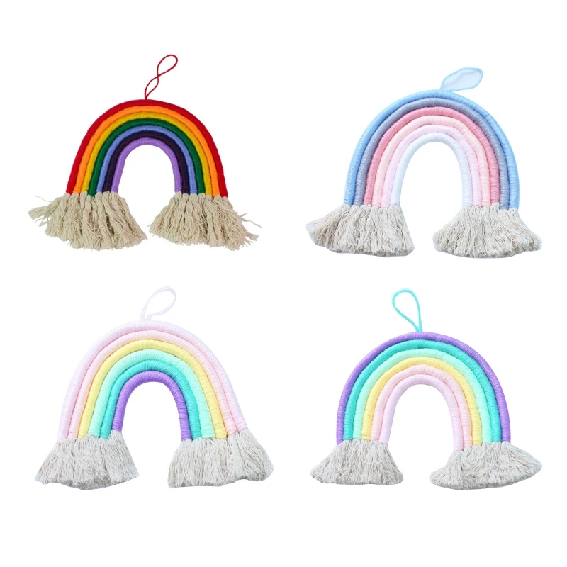 

Handmade Woven Tapestry Tassel Rainbow Macrame Display Wall Hanging Ornaments Boho Home Nursery Decoration