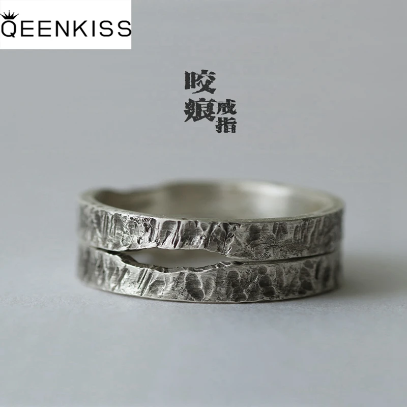 QEENKISS 925 пробы Серебряное кольцо для женщин мужчин пар влюбленных винтажное регулируемое кольцо для клева оптом подарок RG6750