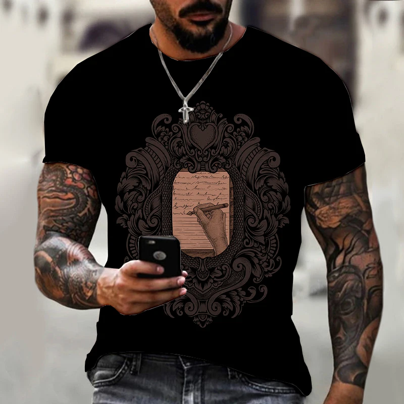 

Men's T-shirts Short Sleeve Abstract Pattern Tees Loose Harajuku Funny Casual Cool 3D Print Male Tops Hip Hop Fashion O-Neck