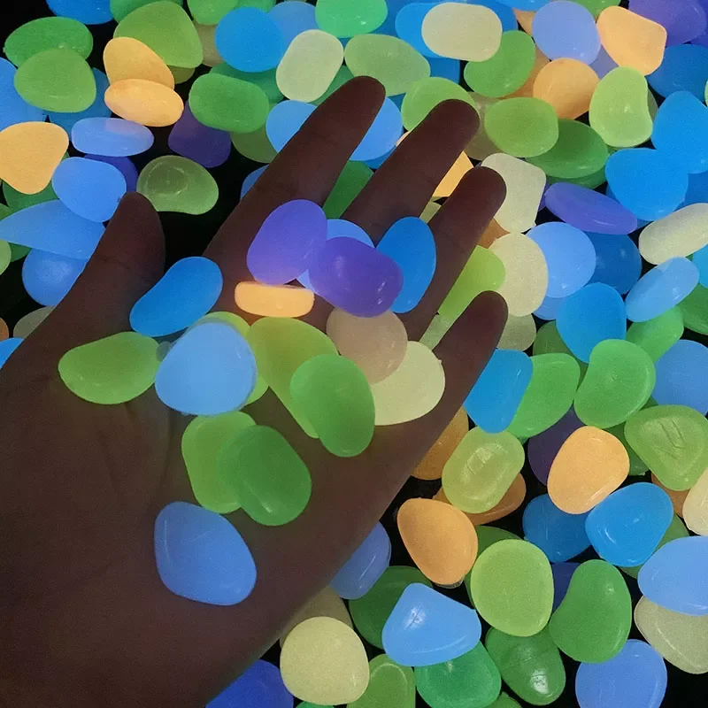 

NEW2022 25/50pcs Glow In The Dark Luminous Stone Pebbles Glowing Rocks For Home Walkways Garden Path Patio Lawn Yard Aquarium De