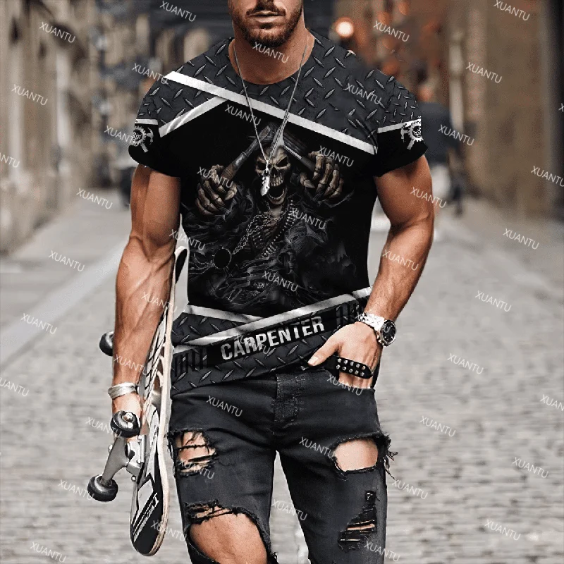 

Summer Horror Skull Men's T-shirts 3d Print O-neck Short Sleeve Skeleton Street Hip-hop Shirt Oversized Tops & Tees Men Clothing