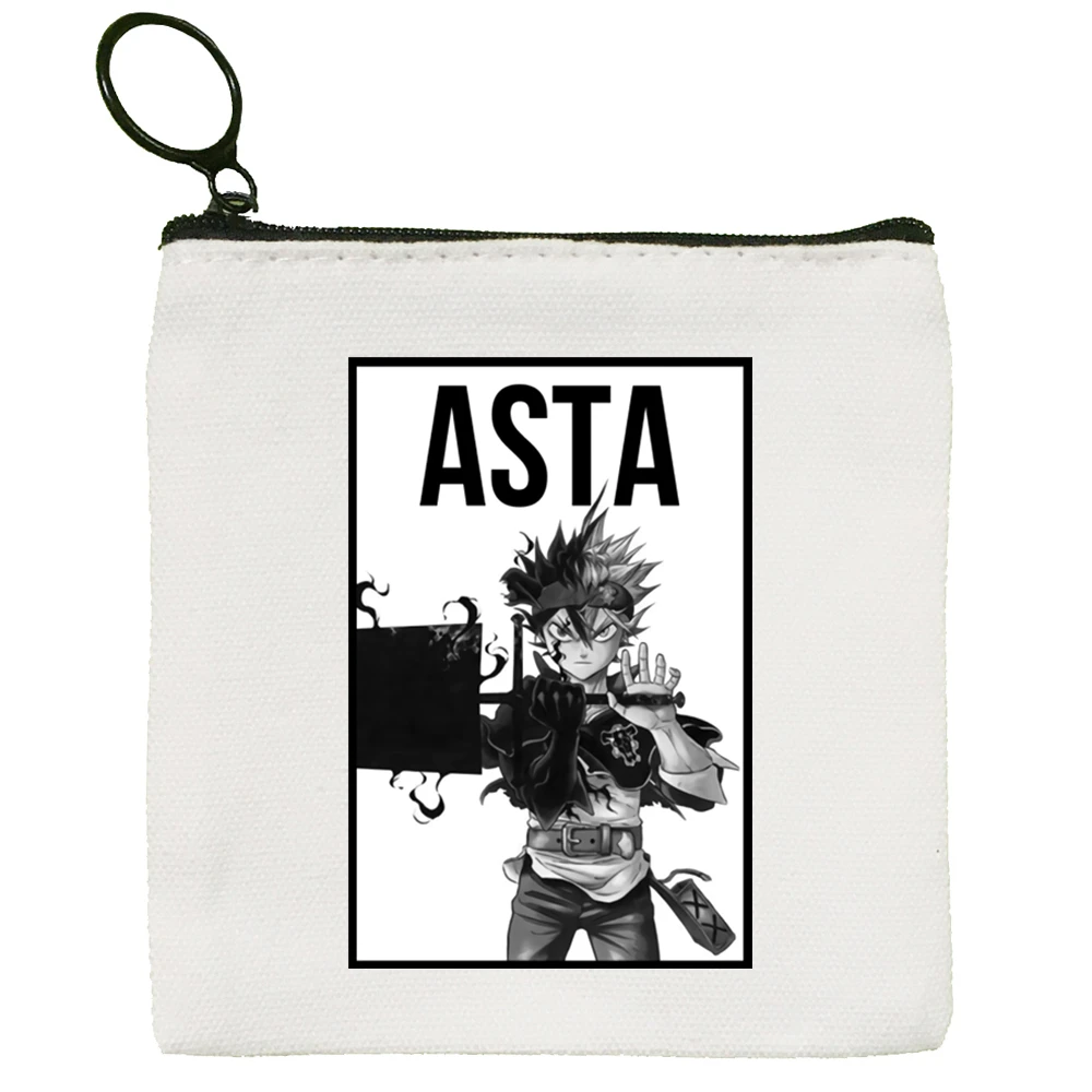 Manga Asta Black Clover Harajuku Graphic Anime Wallets Coin Pocket Vintage Male Purse Function Wallet with Card Holders