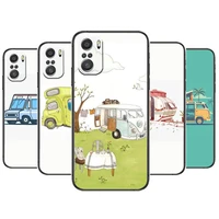 cartoon station wagon phone case for xiaomi mi 11 lite pro ultra 10s 9 8 mix 4 fold 10t 5g black cover silicone back prett