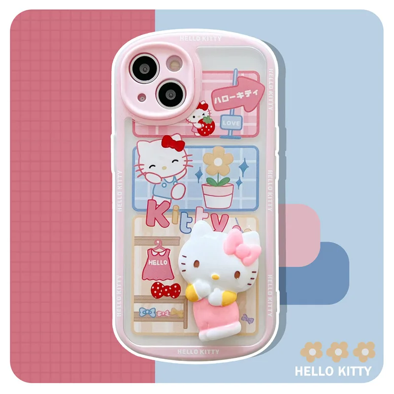 

Fashion Trends Cartoon Cute Animal Stereo KT Cat Cover for IPhone 11 12 13 Pro X XR XS Max Shockproof Phone Case IPhone 13 Case
