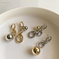 vintage metal ball geometric hollow out hit color chain earrings for women new stylish gold silver color earrings jewelry