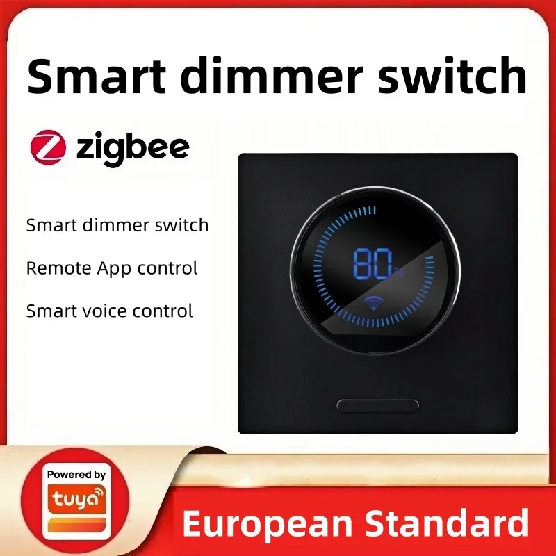 Фото Умная панель диммера Zigbee Tuya 86, ручка типа, регулировка яркости света, приложение для голосового управления, дистанционное управление, ЖК-дисплей №1