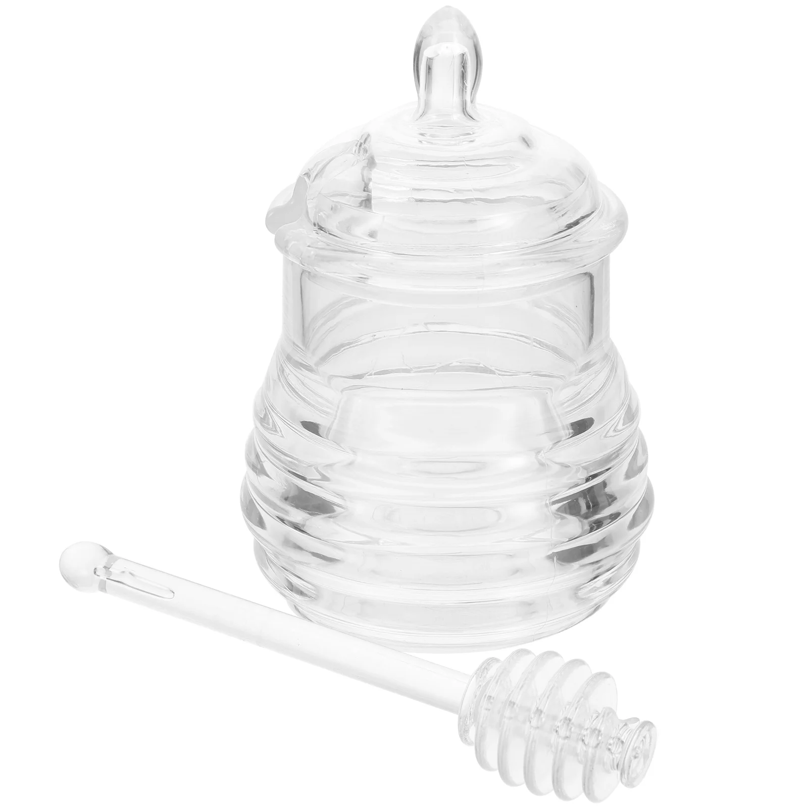 

Honey Jar Pot Glass Storage Dispenser Jars Container Pourer Sugar Can Dipper Syrup Condiment Canisterbeehive Bottle Pc
