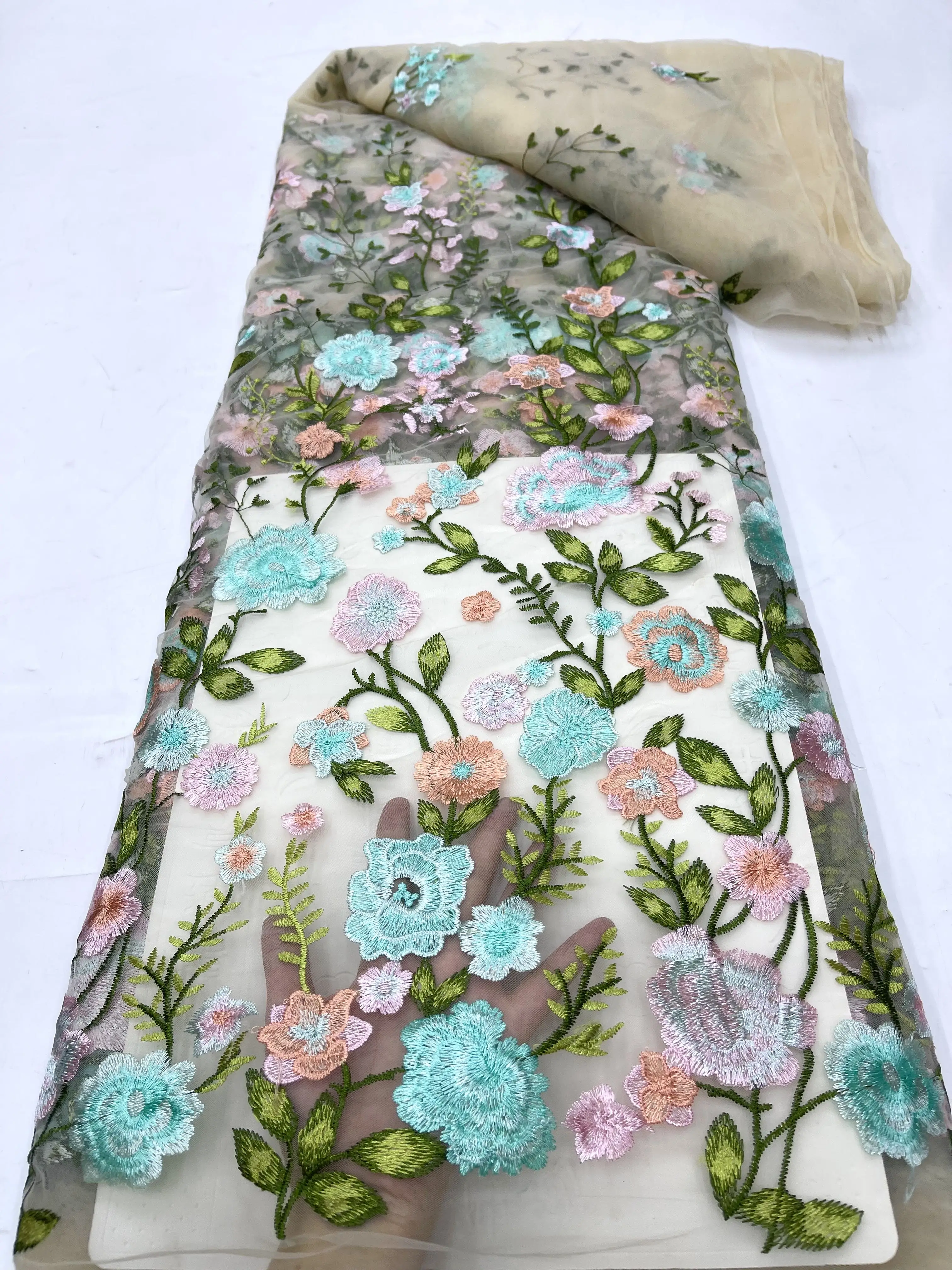 Красочная 3D французская Тюль Sari 2024 Высококачественная Фата Дубай Нигерия