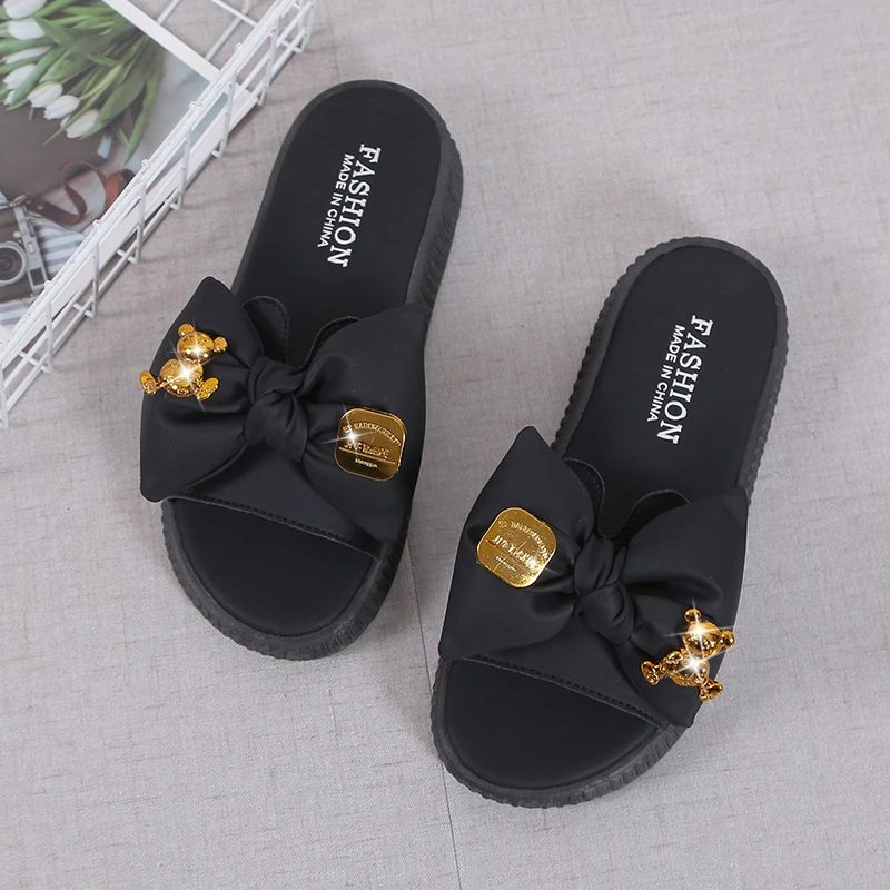

Bowknot Woman Sandals 2023 New Spring Indoor Female Shoes Slides Sweet Bow Leisure Ladies Slippers Summer Fashion Girls Sandal