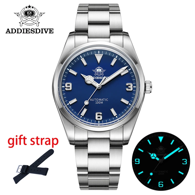 

Addiesdive New Men's Oyster Watch Bubble Mirror Pot Cover Glass Movement Automatic Mechanical Sapphire Steel Strap Diver's Watch