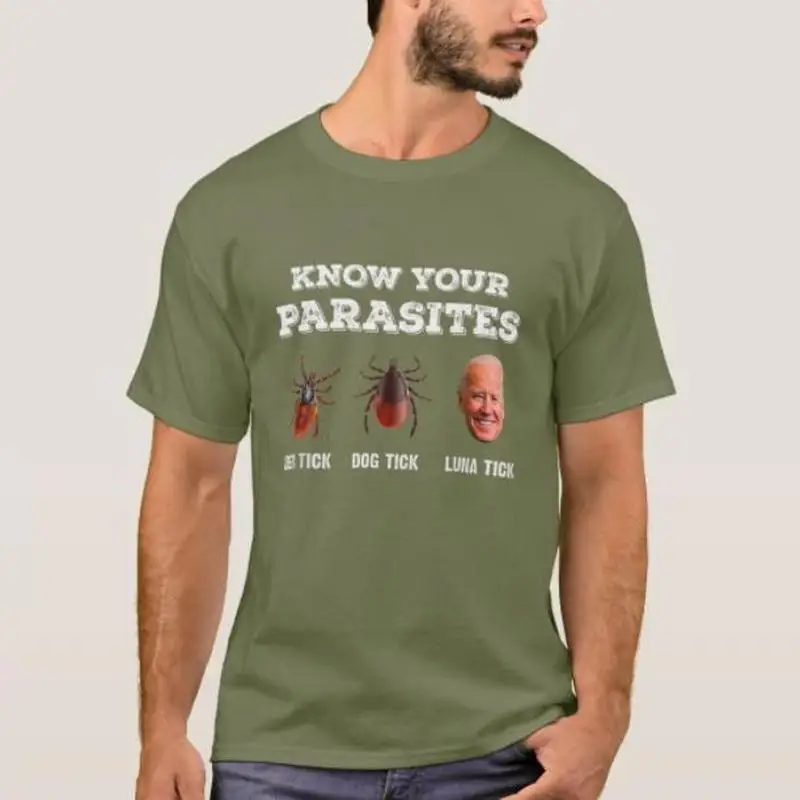 Мужская футболка Know Your Parasites Anti Joe Biden Deer Tick Dog с коротким рукавом повседневные