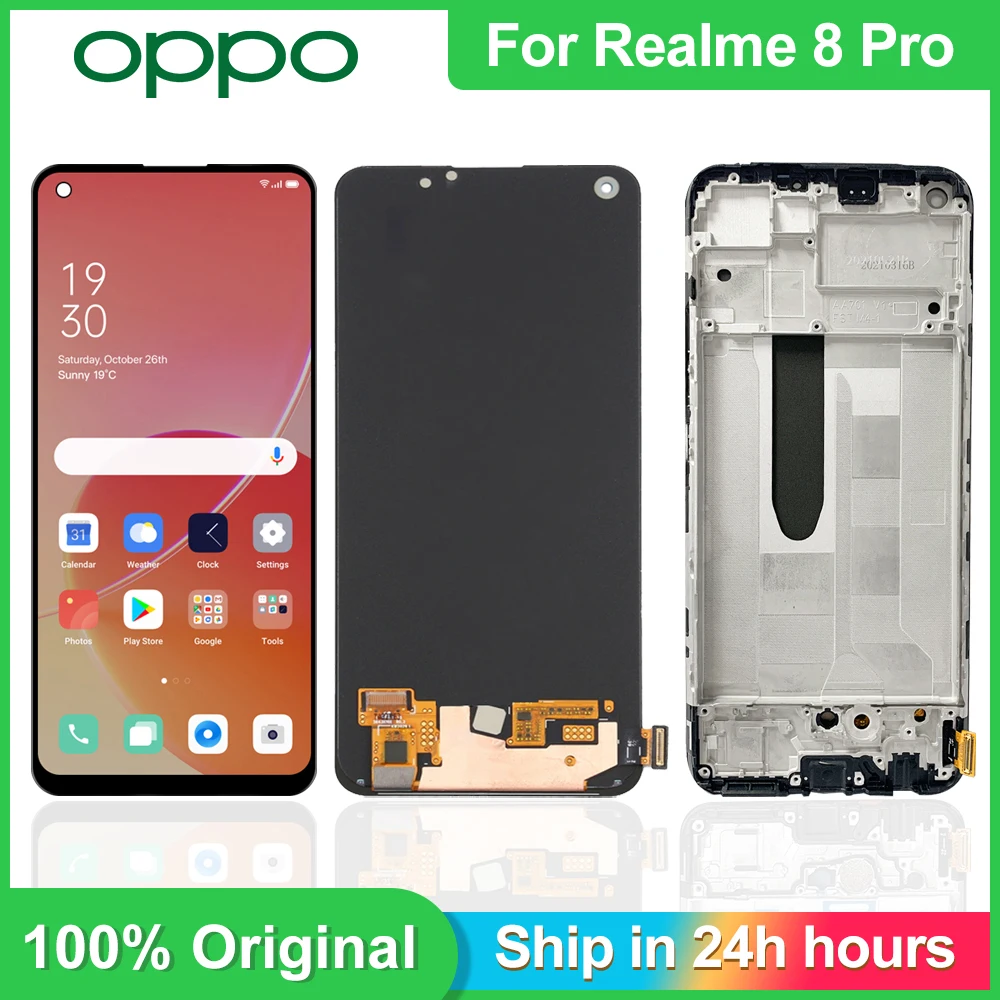 

6.4'' Original For Realme 8 Pro RMX3081 LCD Screen Display Digitizer With Frame Assembly For OPPO Realme Eight Pro LCD Replace