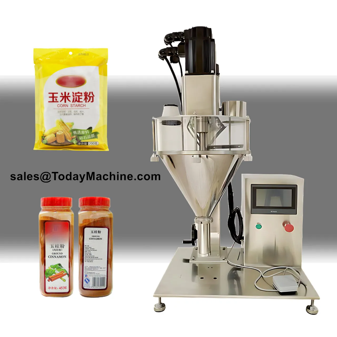 

Semi-Auto Filler Auger Flour Powder Sugar Spice Filling Machine