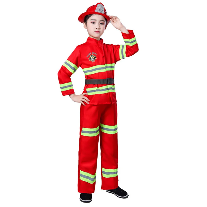 

Fireman Kids Uniform Sam Fancy Party Halloween Cosplay Children Luxury Firefighter Police Toys Set Boy Girl with Helmet Ax Toys